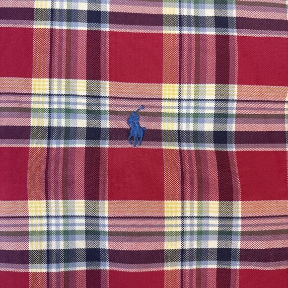Polo Ralph Lauren Tartan Plaid Shirt Custom Fit 2XL Red Button Down Long Sleeve - Picture 6 of 8